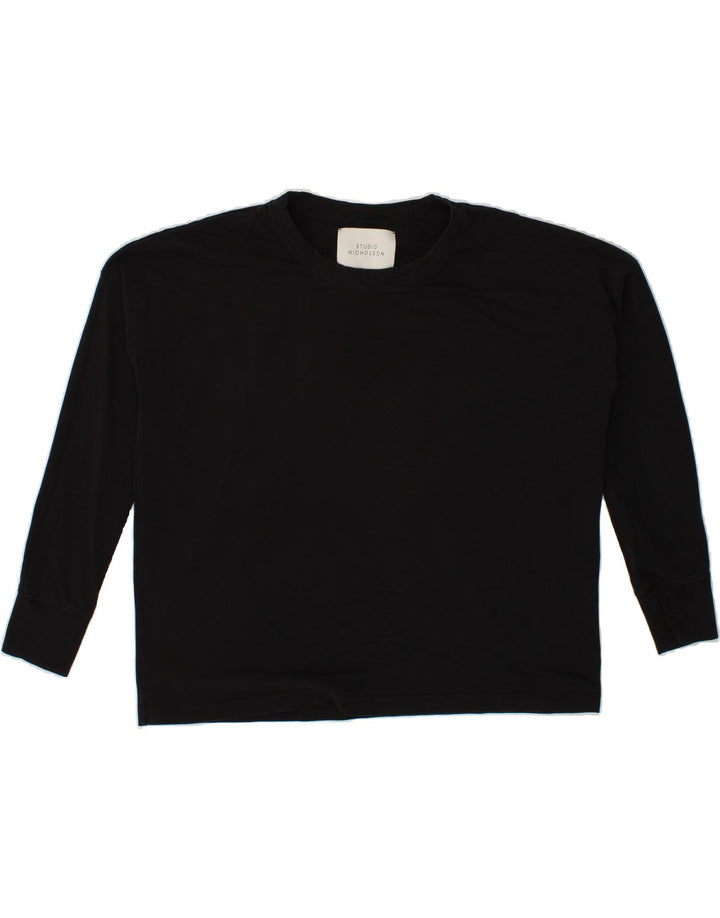 VINTAGE Womens Oversized Top Long Sleeve UK 16 Large Black Cotton Vintage Vintage and Second-Hand Vintage from Messina Hembry 