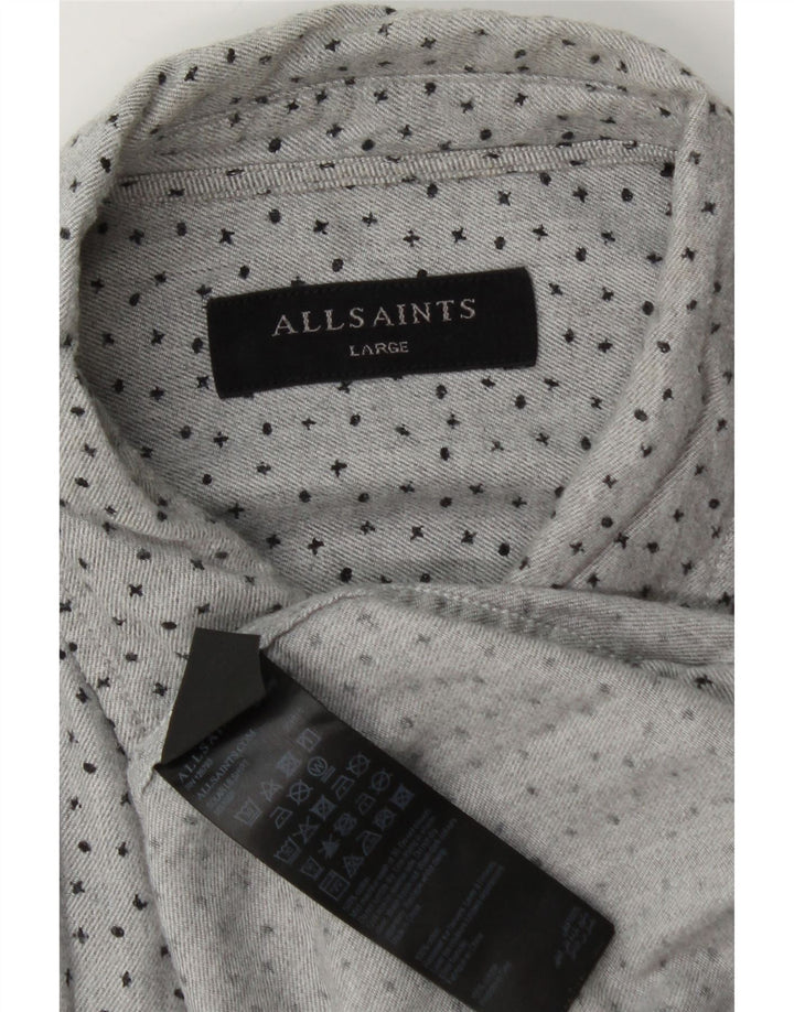 All Saints Chemise Homme Large Gris Pois Coton