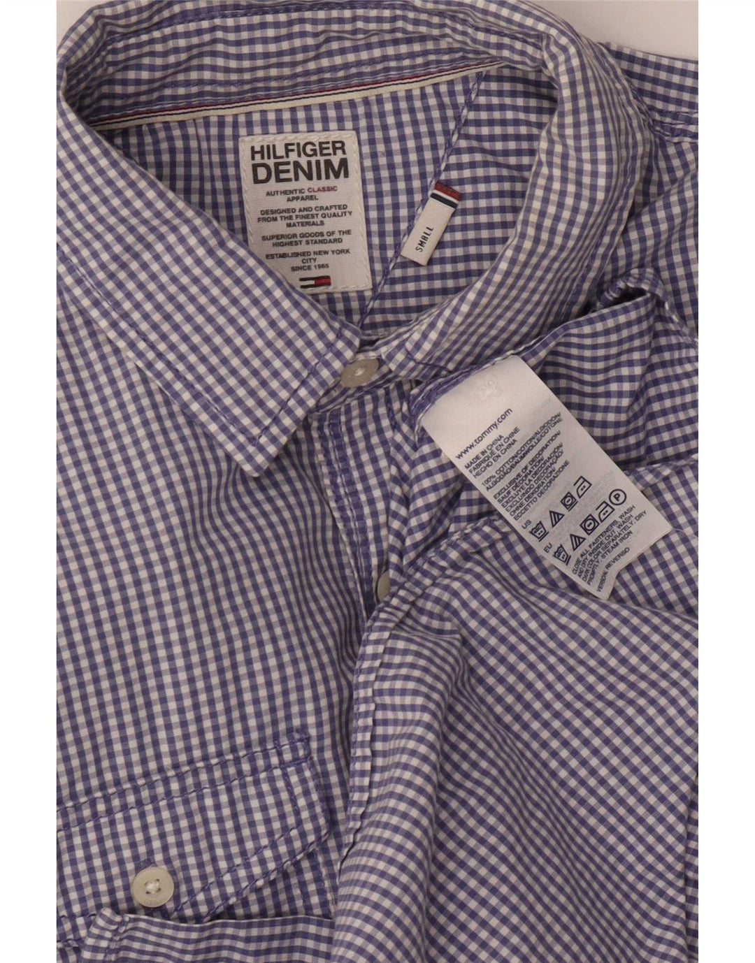 Tommy Hilfiger Chemise militaire homme petit coton vichy bleu