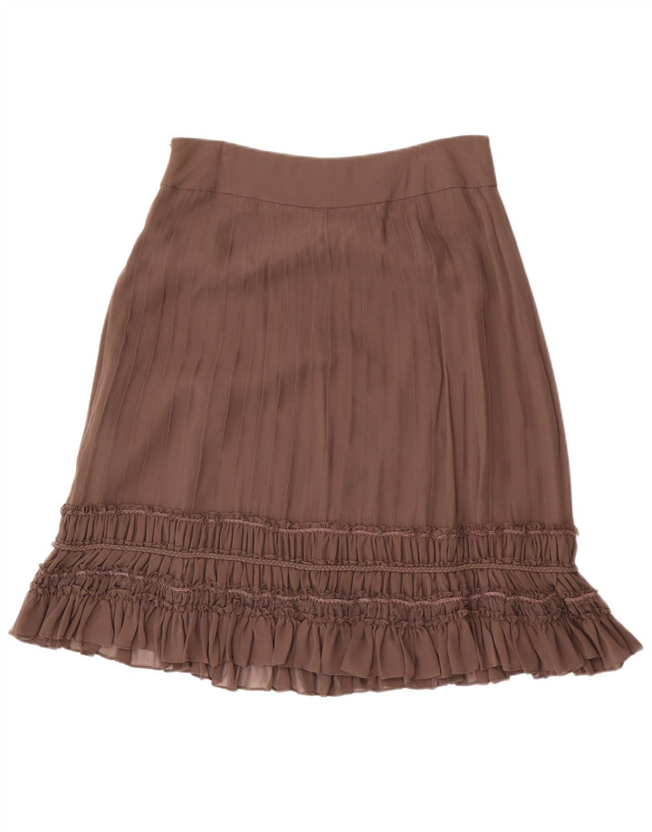 Fenn Wright Manson Jupe à volants pour femme UK 12 Medium W32 Soie marron