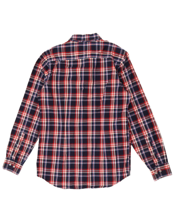 Tommy Hilfiger Chemise Slim Fit pour Homme en Coton à Carreaux Bleu Marine Large