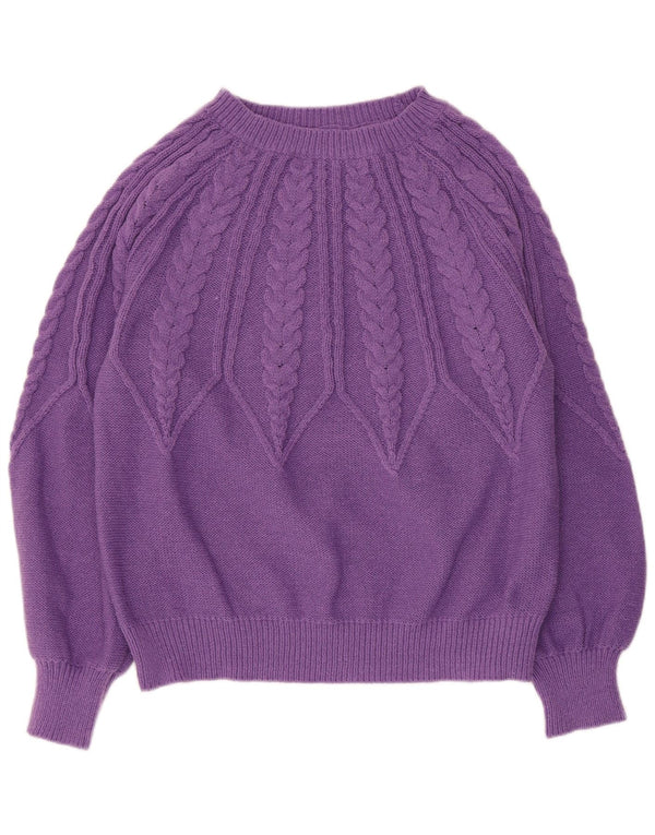 Vintage Womens Boat Neck Jumper Sweater UK 16 Large Purple Polyester