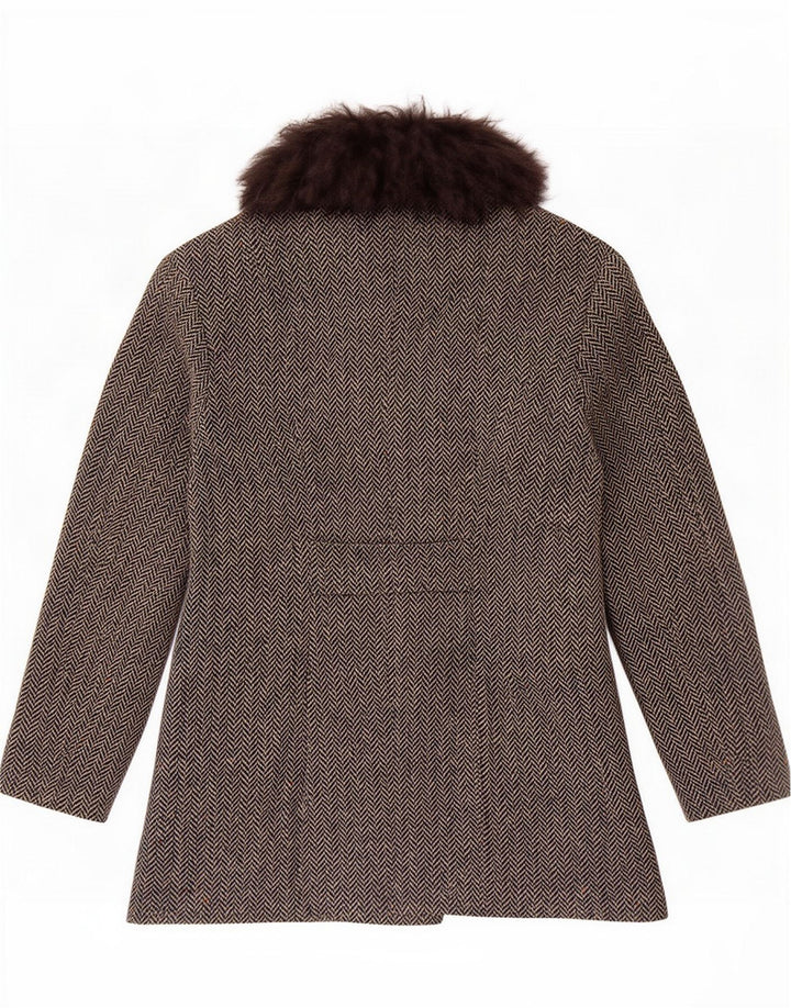 FIRMA Manteau croisé pour femme UK 10 Petite laine à chevrons gris