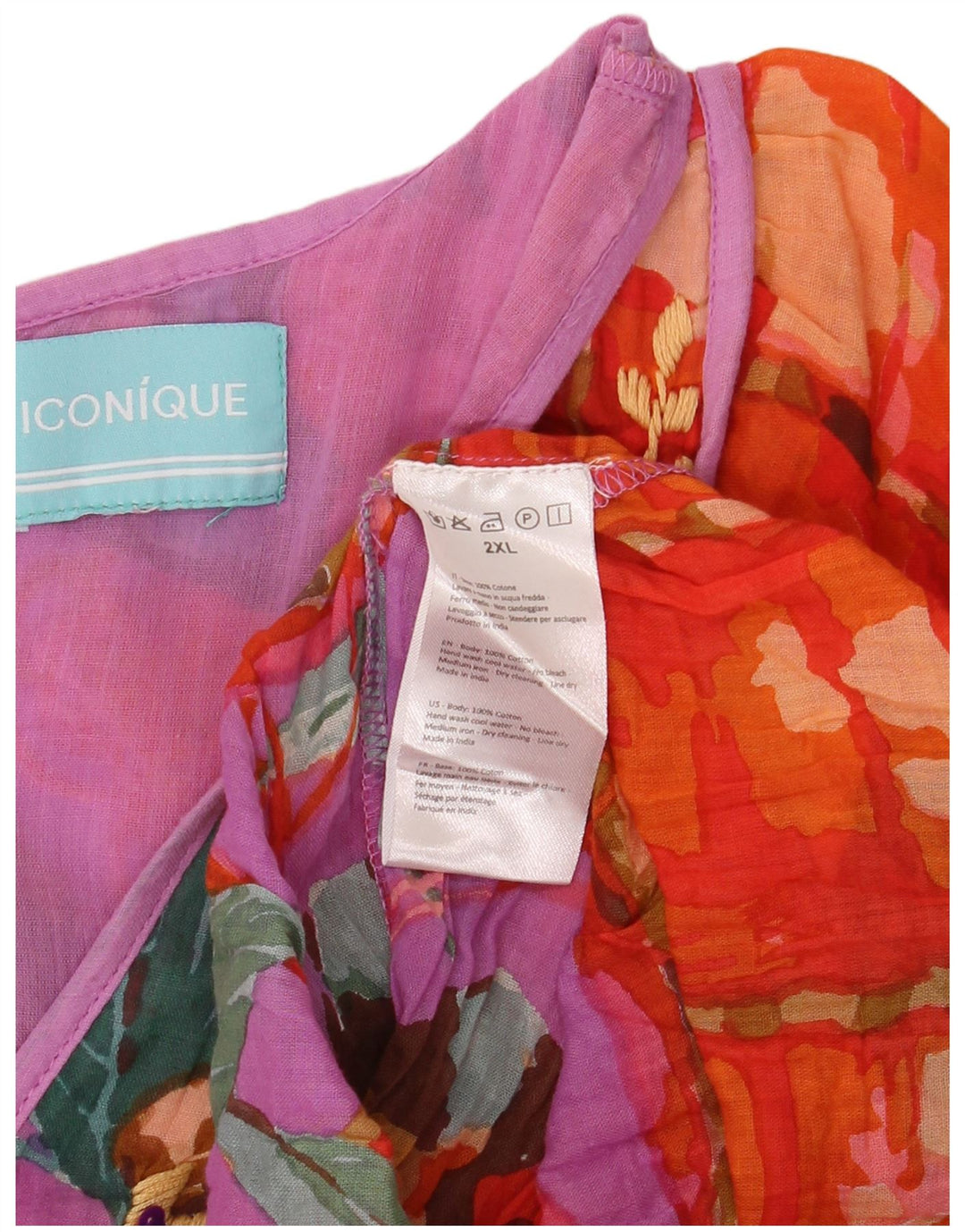 ICONIQUE Robe à Volants pour Femme UK 20 2XL Coton Floral Rouge