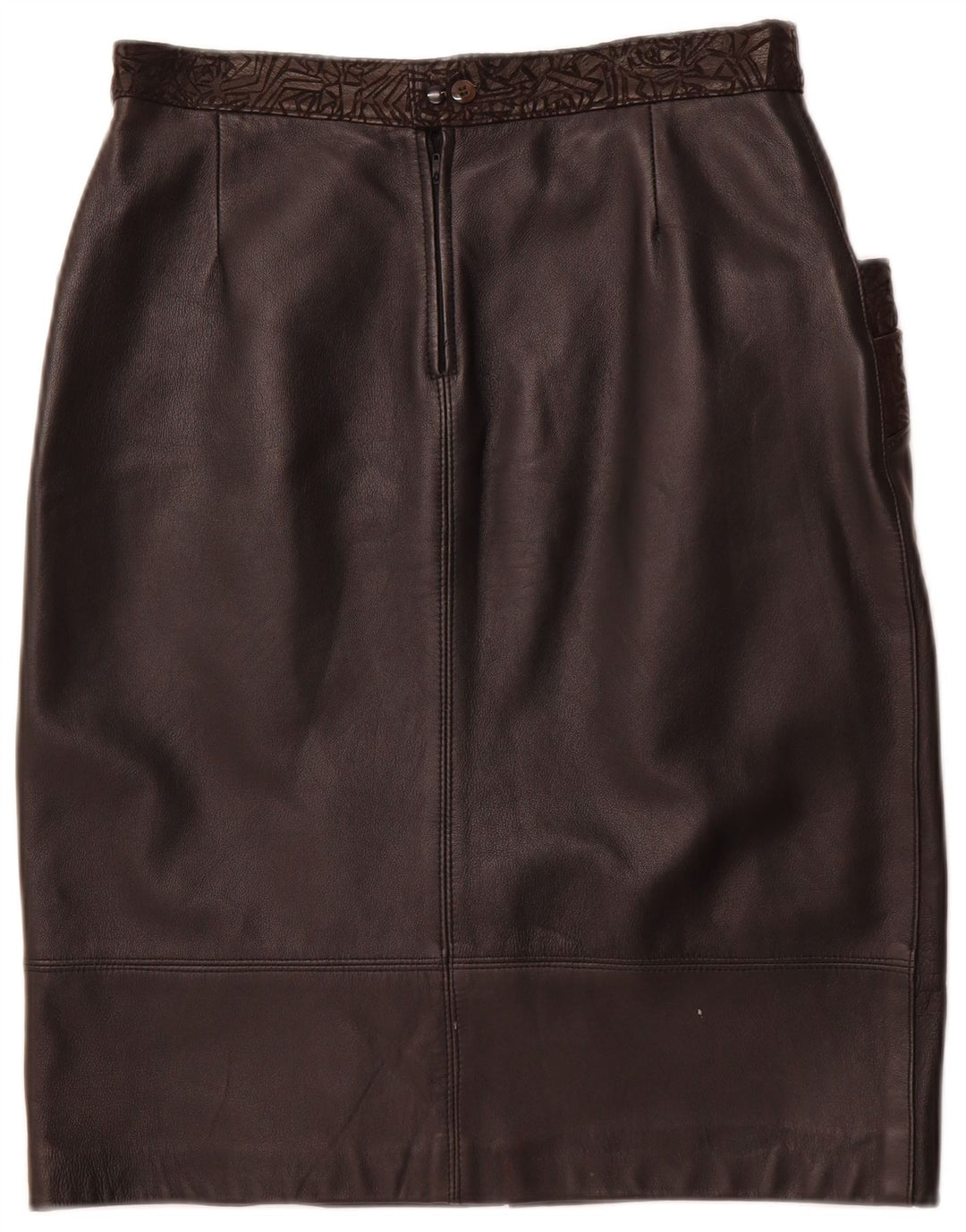 VINTAGE Jupe en cuir femme W30 Cuir géométrique noir moyen