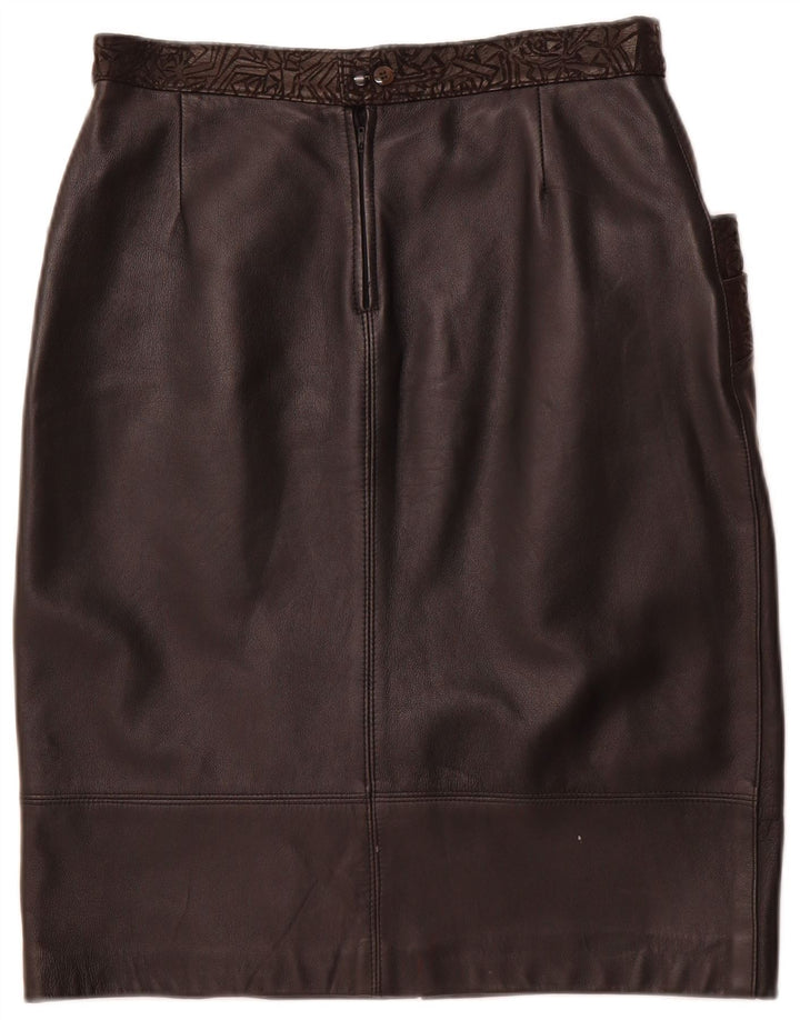 VINTAGE Jupe en cuir femme W30 Cuir géométrique noir moyen