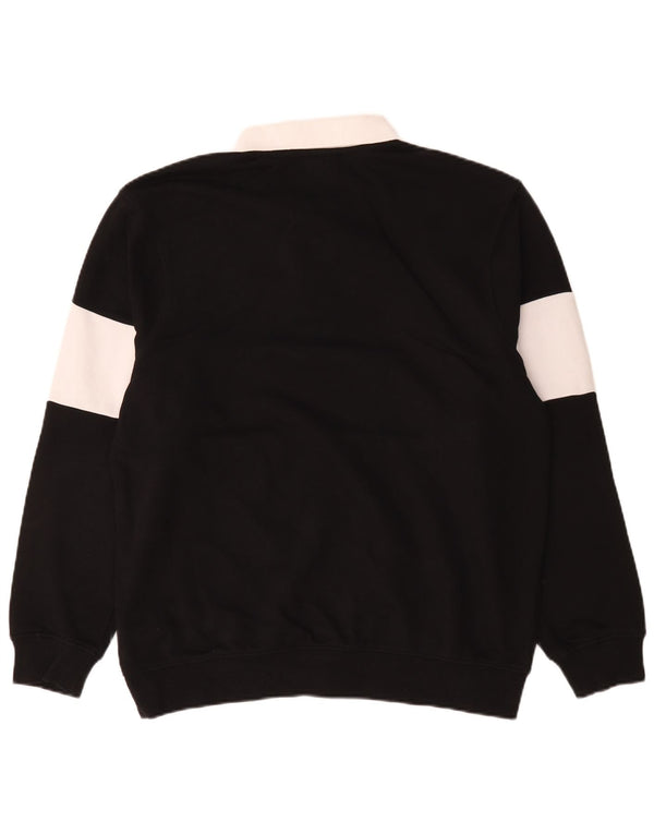 Ellesse Sweat-shirt à col polo pour homme en coton color block noir moyen