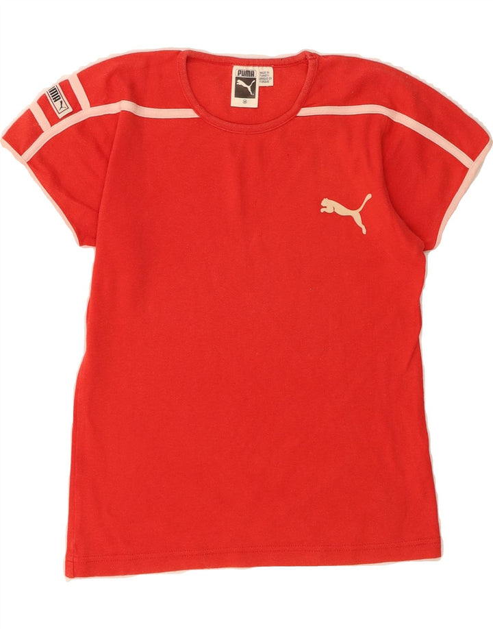 PUMA Womens T-Shirt Top UK 12 Medium Red Vintage Puma and Second-Hand Puma from Messina Hembry 