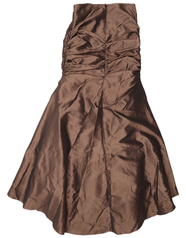 vintage Femmes Robe bustier surdimensionnée UK 8 Petit Polyester Marron