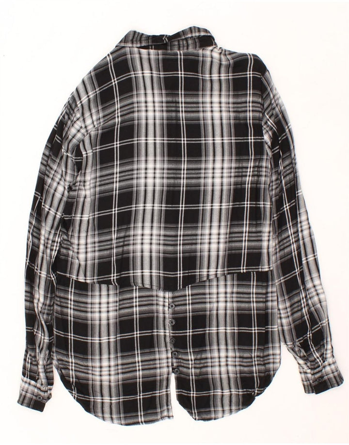 EDDIE BAUER Womens Flannel Shirt UK 14 Medium Black Check Viscose Vintage Eddie Bauer and Second-Hand Eddie Bauer from Messina Hembry 
