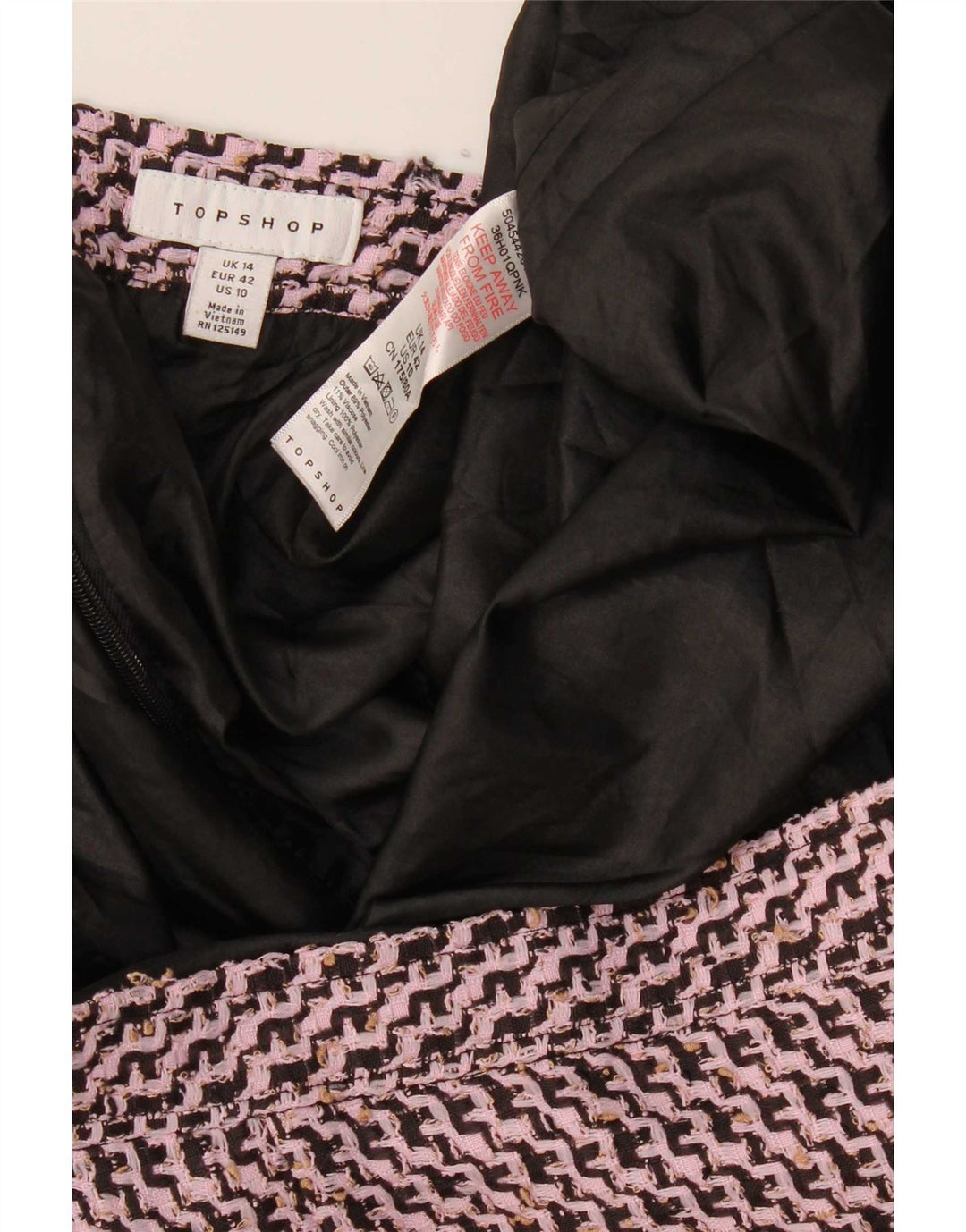 Topshop Mini jupe femme UK 14 Large W32 Rose Chevron Polyester