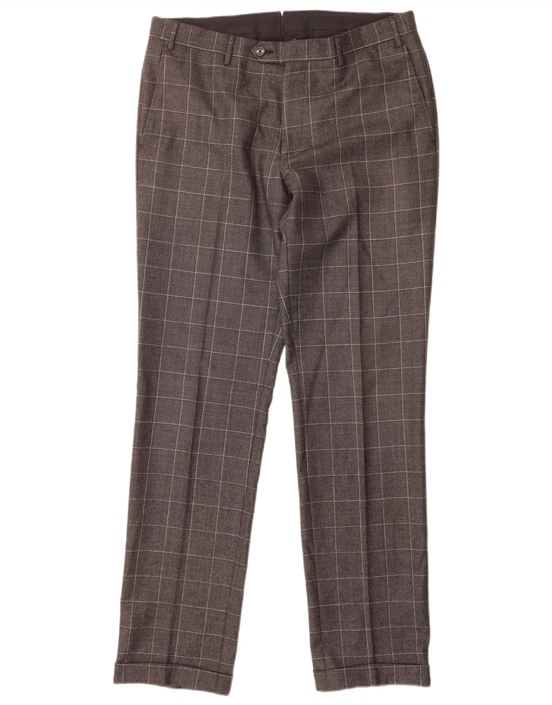 CORNELIANI Pantalon de costume droit pour homme IT 50 Large W34 L32 Gris à carreaux