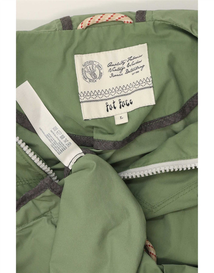 Fat Face Veste de pluie surdimensionnée à capuche pour femme UK 16 Large Vert Coton