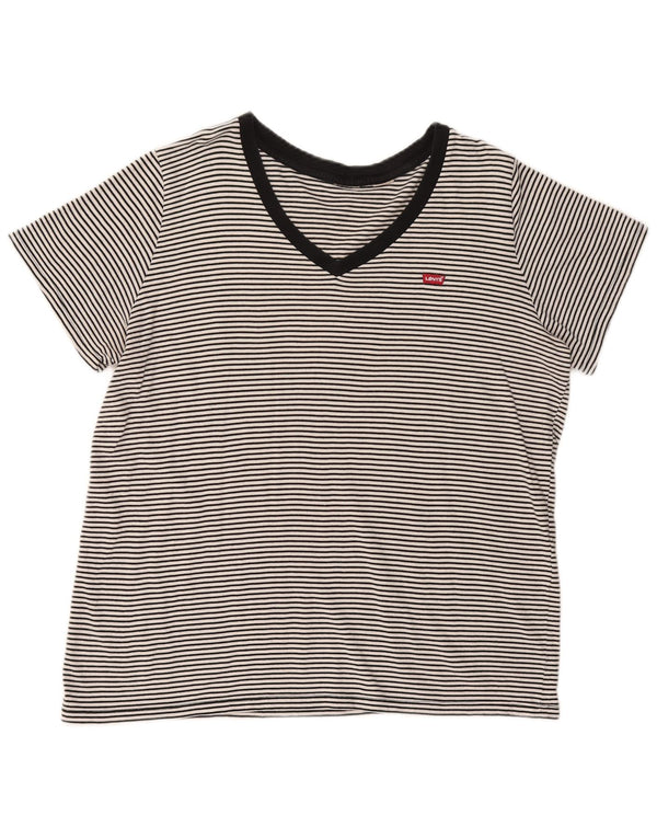 Levi's T-Shirt Femme UK 18 XL Noir Rayé Coton