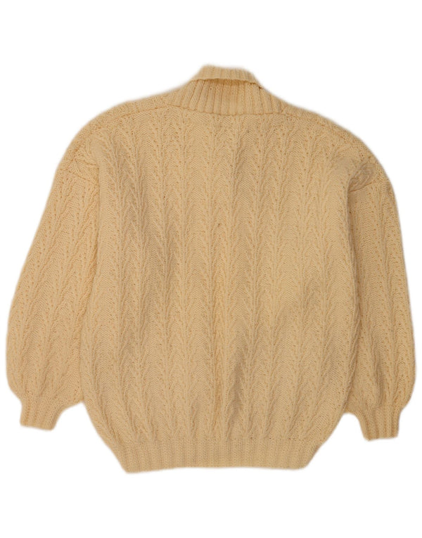 vintage Femmes Châle Cou Jumper Pull UK 14 Grand Blanc Cassé