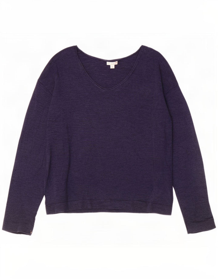 Gap Haut Femme Manches Longues UK 44 Medium Bleu Marine Moucheté Coton