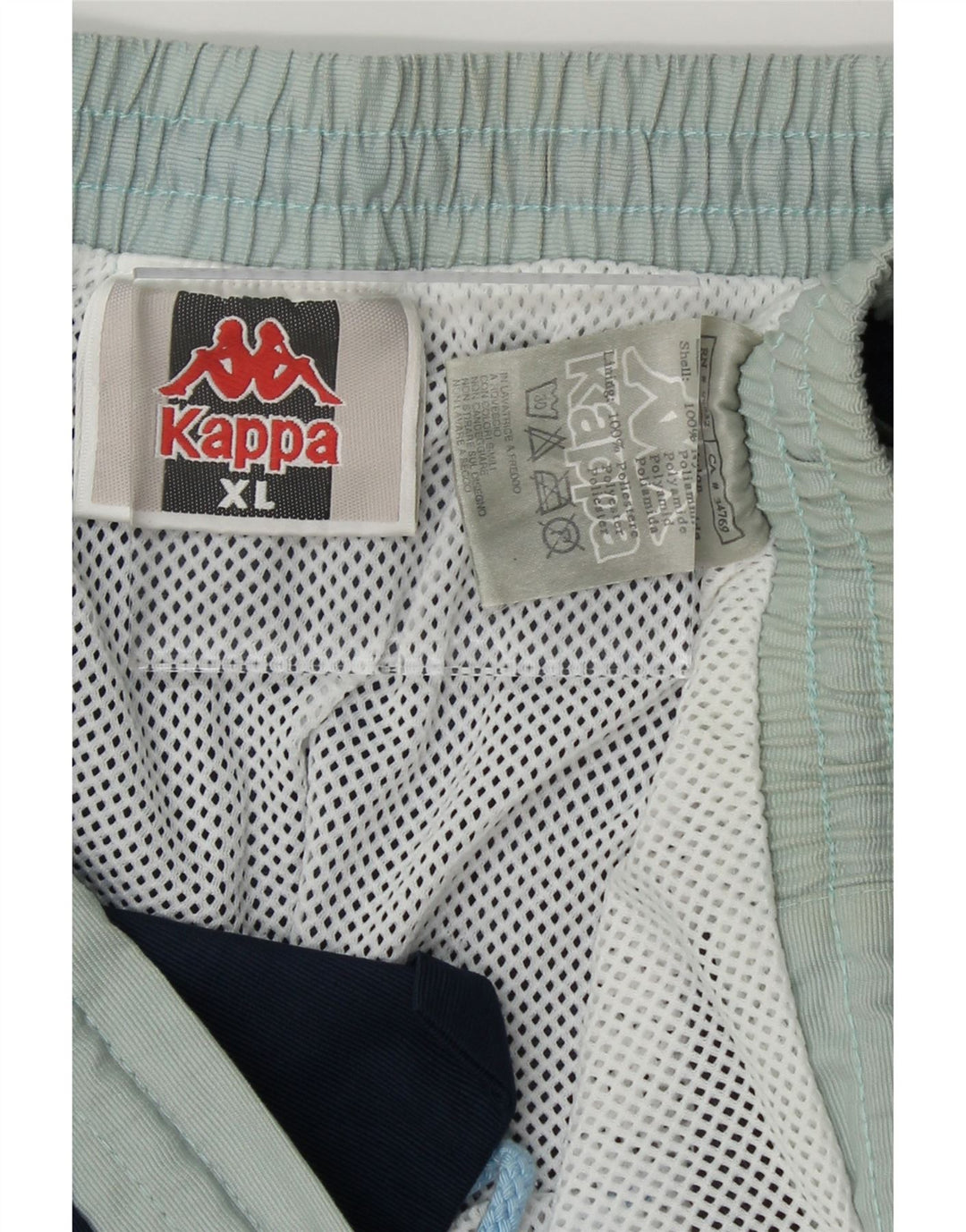 KAPPA Mens Sport Shorts XL Navy Blue Colourblock Polyamide Vintage Kappa and Second-Hand Kappa from Messina Hembry 