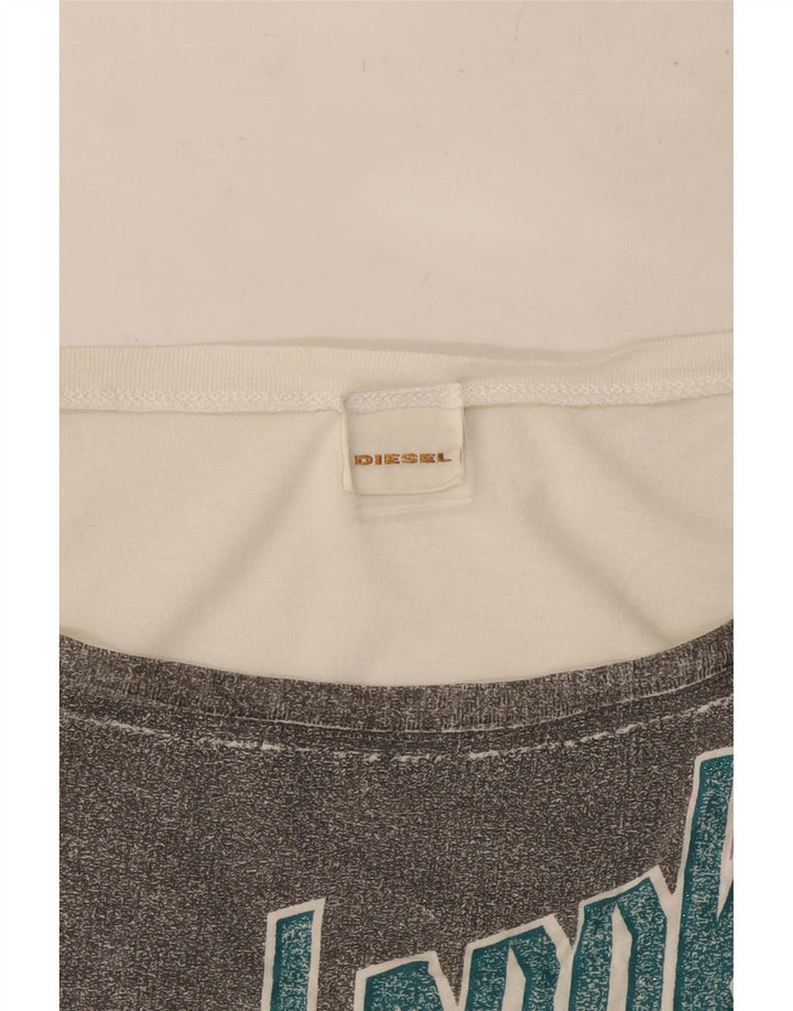 DIESEL T-shirt graphique pour femme UK 10 Small Blanc