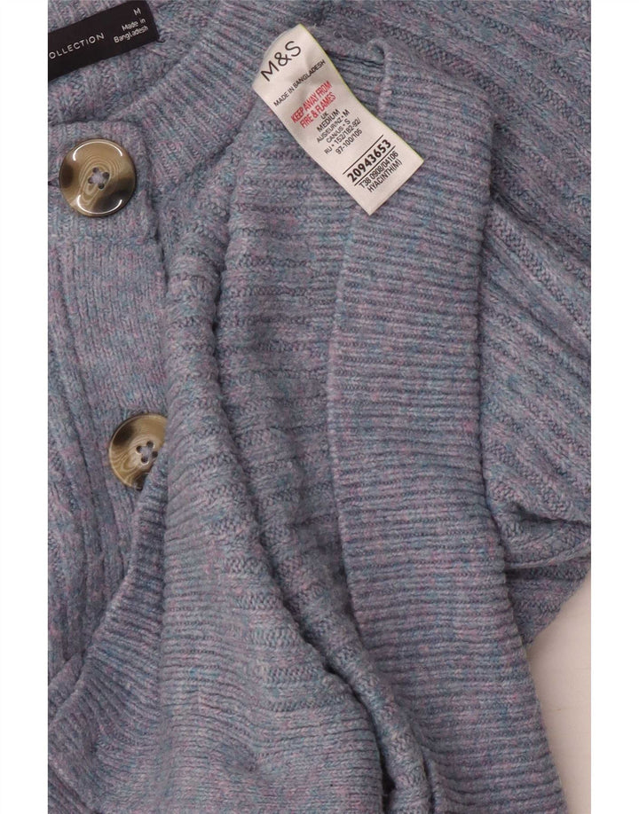 Marks & Spencer Pull Cardigan Femme UK 14 Acrylique Bleu Moyen