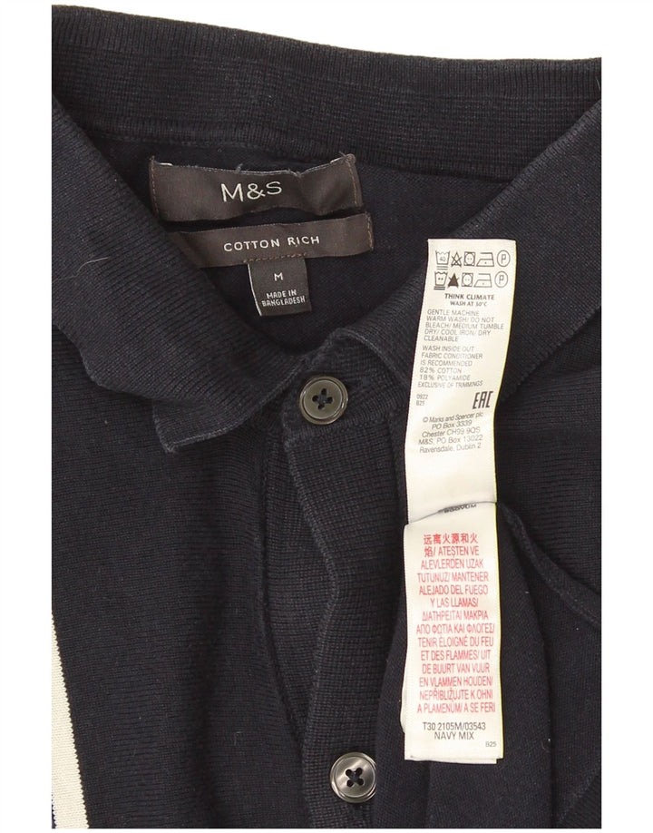Marks & Spencer Cardigan pour homme en coton rayé bleu marine moyen