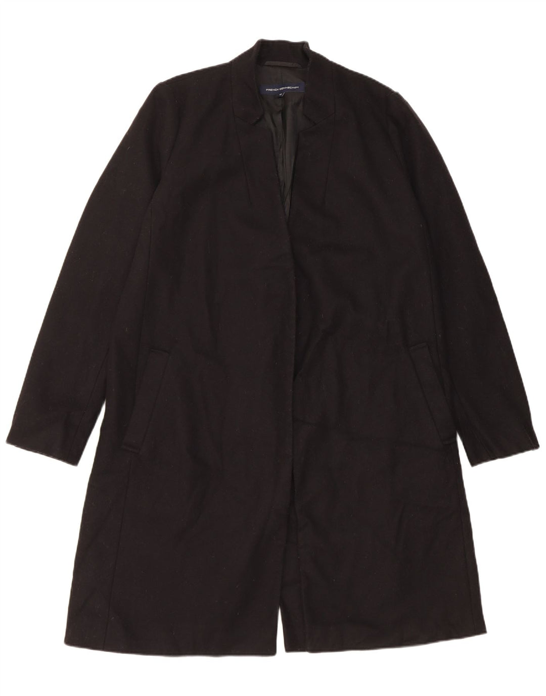 French Connection Manteau surdimensionné pour femme UK 12 Laine noire moyenne