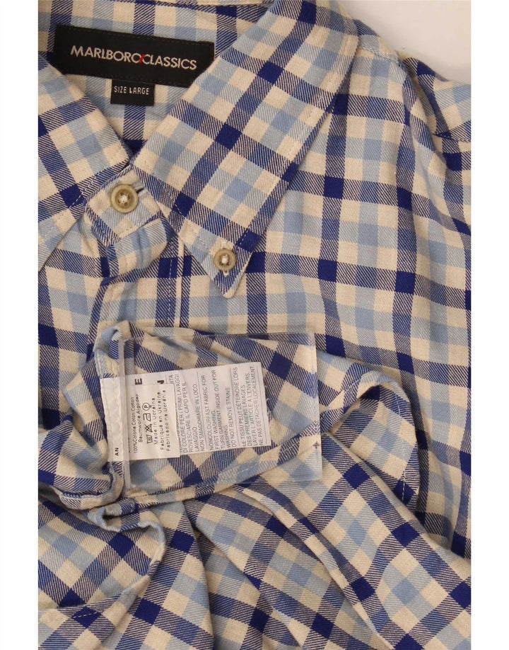 Marlboro Classics Chemise en flanelle pour homme Grand coton vichy bleu