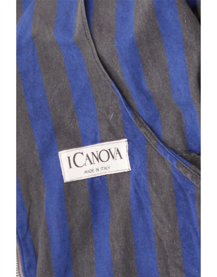 Veste Bomber Femme Vintage UK 18 XL Bleu Rayé