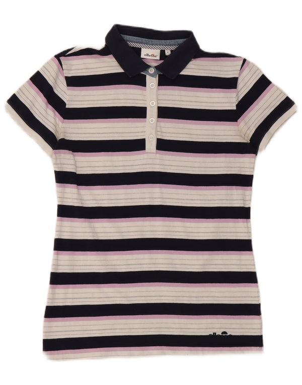 Ellesse Polo à manches courtes pour femme UK 14 Large rayé multicolore