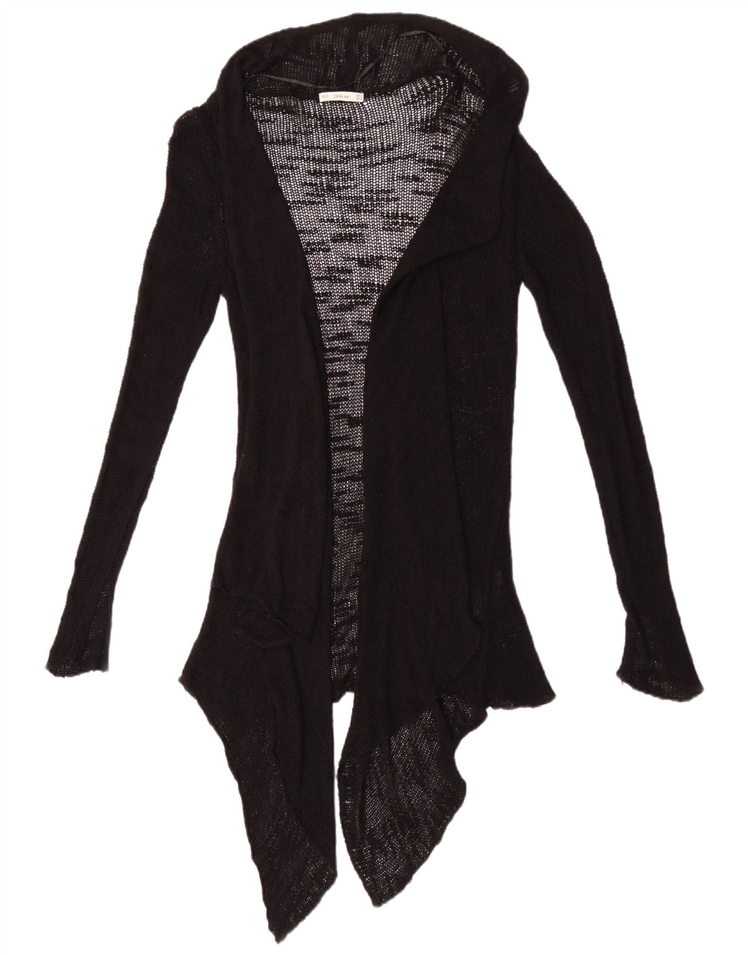 Zara Womens See Through Open Cardigan Sweater UK 12 Moyen Noir Viscose
