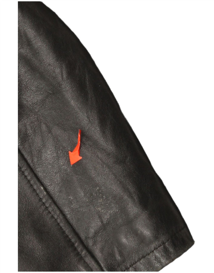 manteau en cuir femme vintage IT 46 Grand Noir