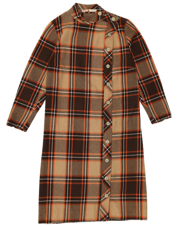 vintage Femmes 2 Pièces Jupe Ensemble UK 12 Moyen W26 Brown Plaid