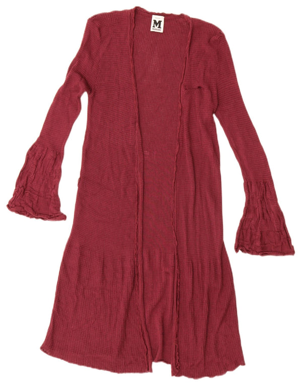 Missoni Womens Longline Open Cardigan Sweater UK 10 Petite laine bordeaux