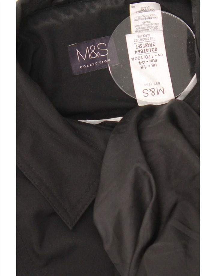 Marks & Spencer Trench-Coat Femme UK 16 Large Noir Polyester