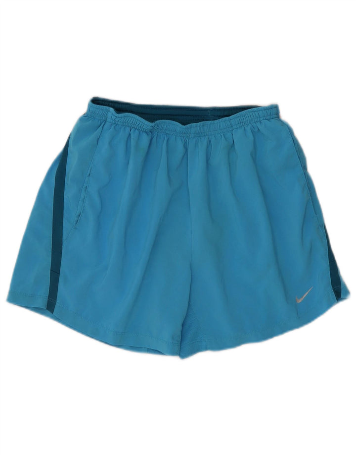 NIKE Short de sport Dri Fit pour femme UK 14 Bleu moyen Polyester