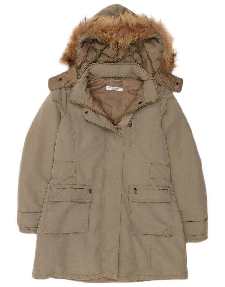 Marella Manteau matelassé surdimensionné à capuche pour femme UK 8 Small Kaki Polyamide
