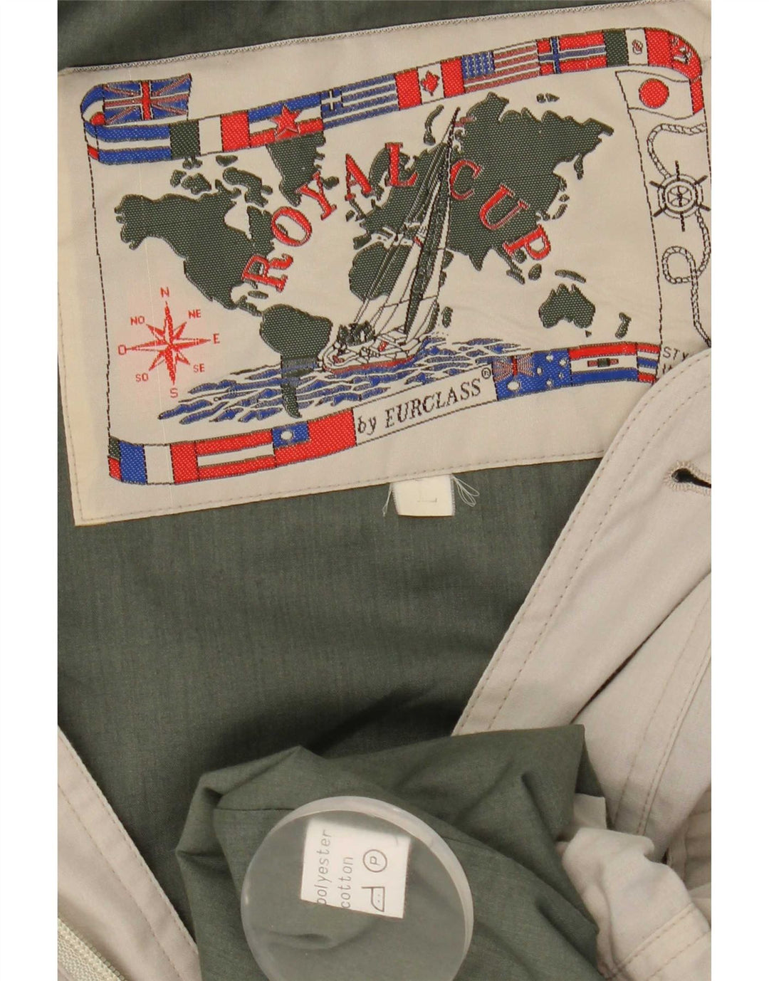 veste utilitaire homme vintage UK 40 Grand Polyester Beige