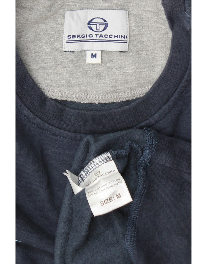 SERGIO TACCHINI Pull Sweat Graphique Homme Bleu Marine Moyen Coton