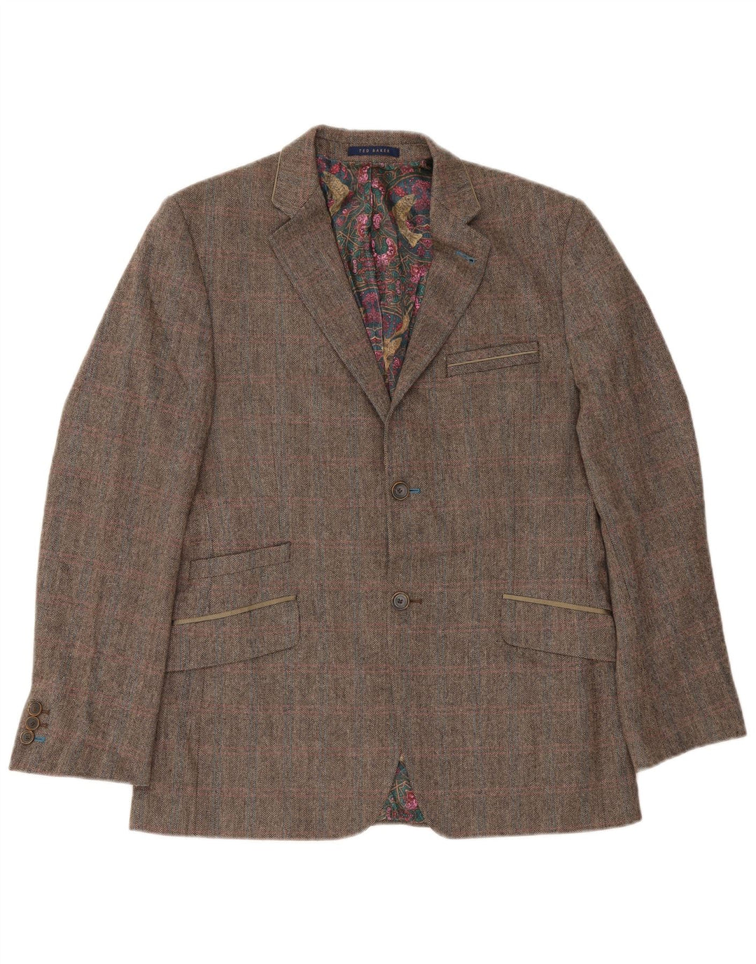 Ted Baker Veste blazer coupe classique pour homme UK 40 Grand chevrons marron