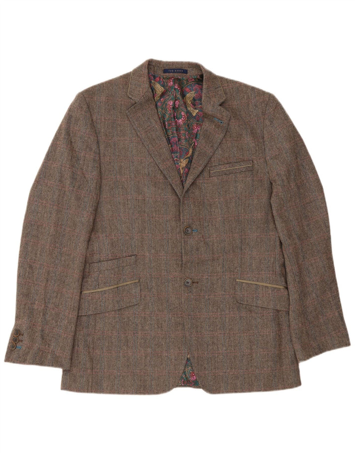 Ted Baker Veste blazer coupe classique pour homme UK 40 Grand chevrons marron
