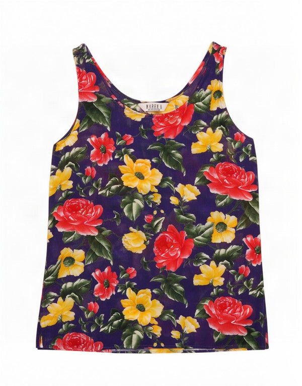 Marella Chemisier sans manches pour femme UK 44 Bleu marine moyen floral