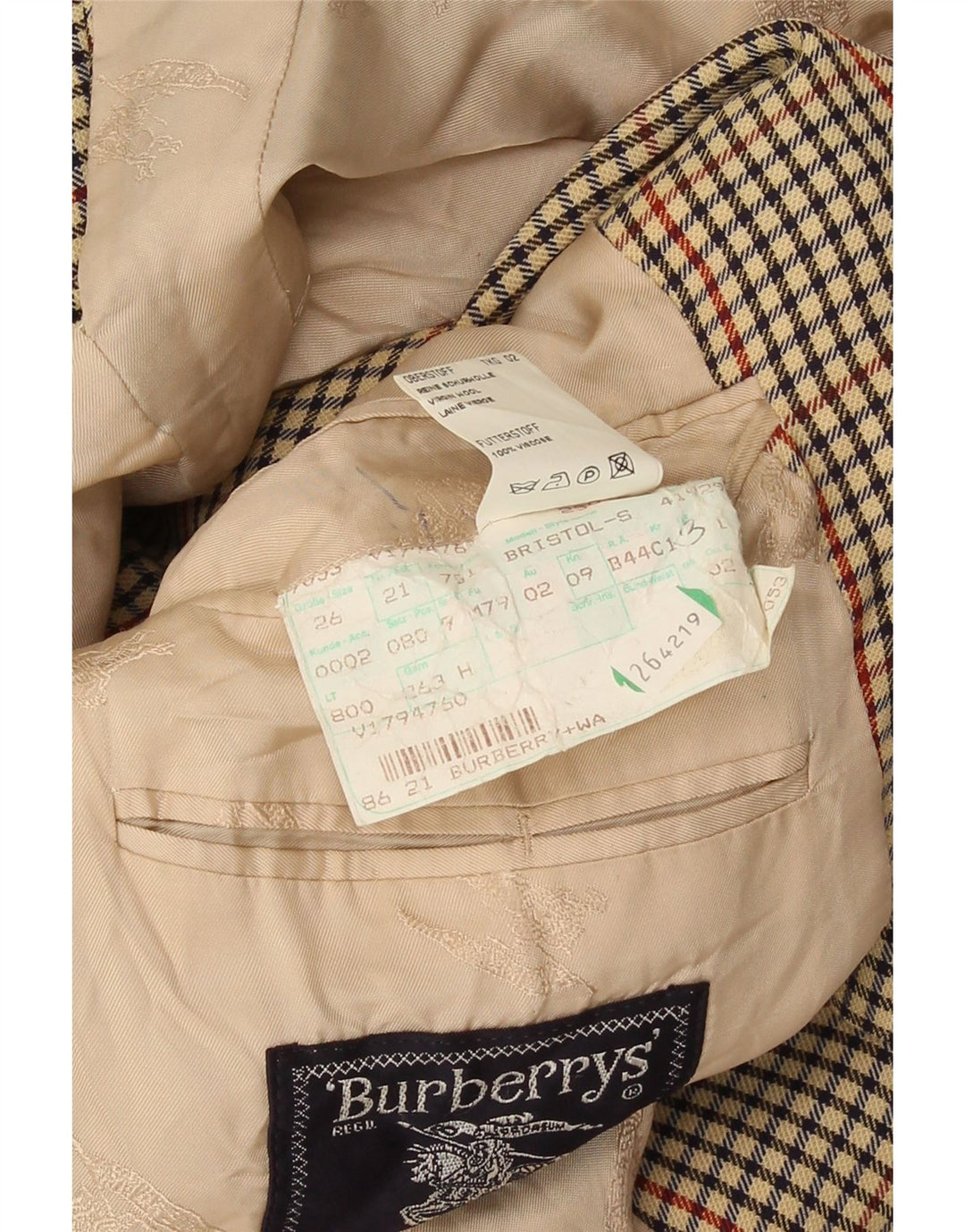 Burberrys Veste blazer à 2 boutons pour homme UK 38 pied-de-poule beige moyen