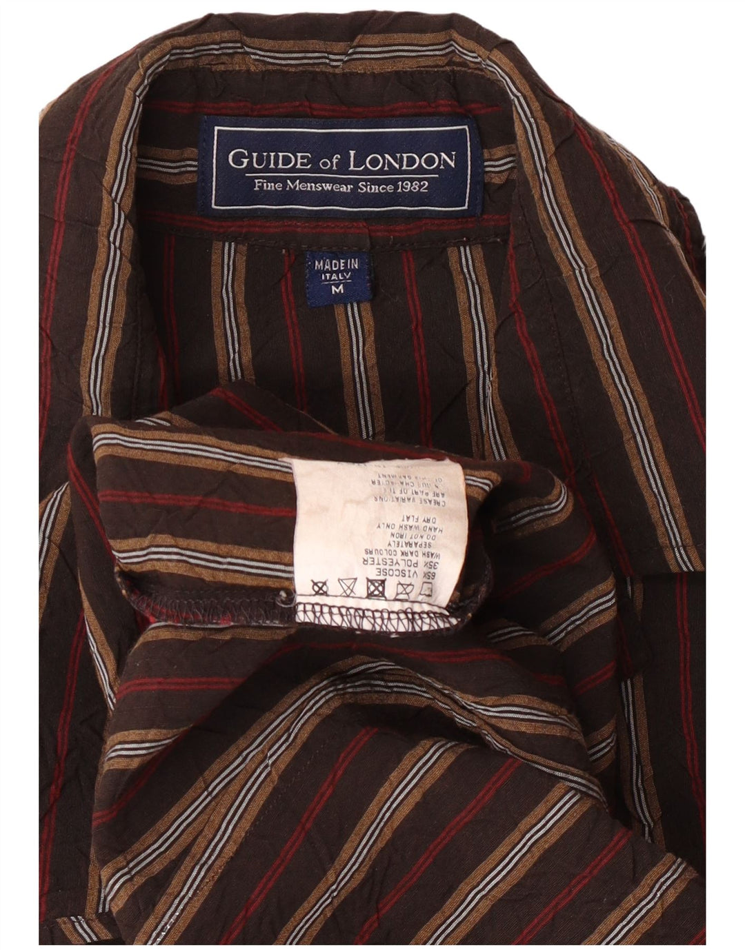 GUIDE LONDON Chemise Homme Rayé Marron Moyen Viscose