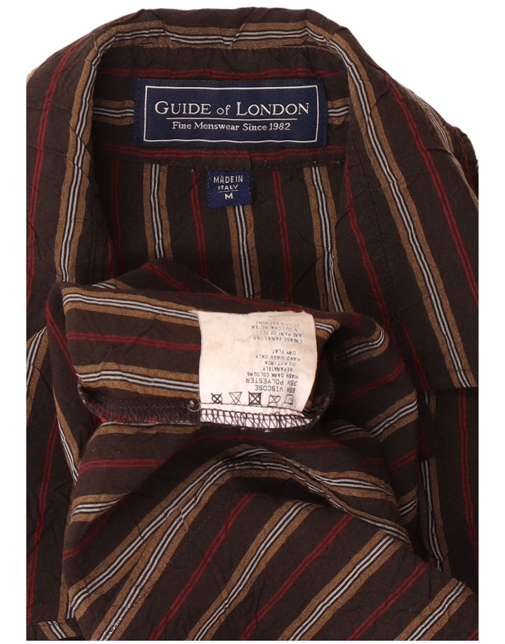 GUIDE LONDON Chemise Homme Rayé Marron Moyen Viscose