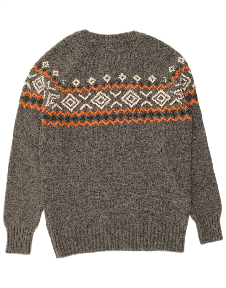 Superdry Pull Ras du Cou Pull Homme Gris Moyen Géométrique Acrylique