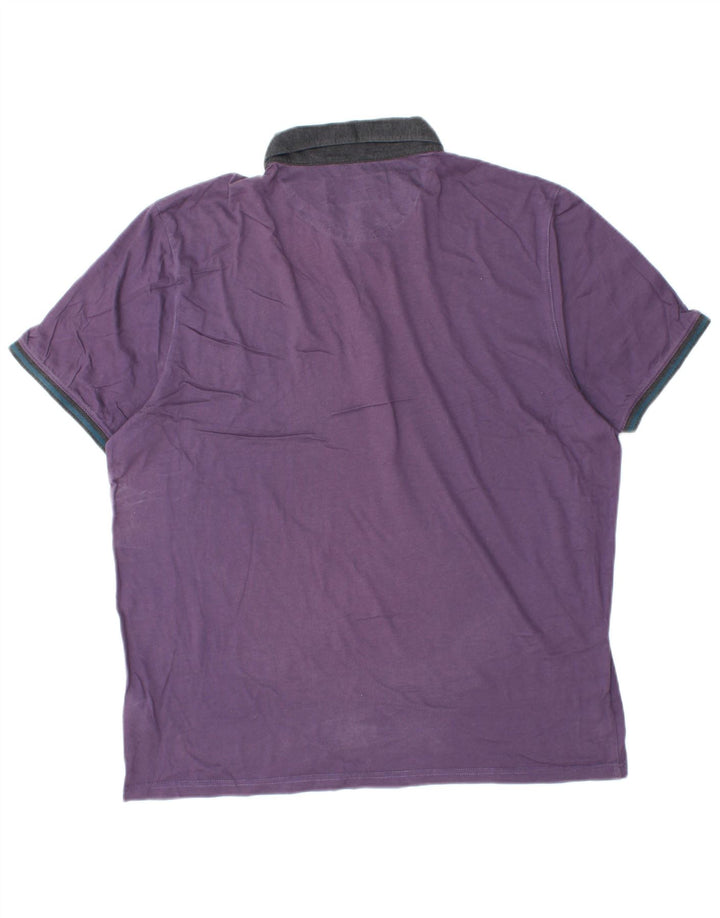 TED BAKER Polo Homme Taille 6 2XL Violet Colourblock Coton