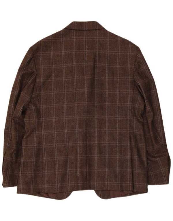 vintage Homme 3 Bouton Blazer Veste UK 38 Medium Brown Check