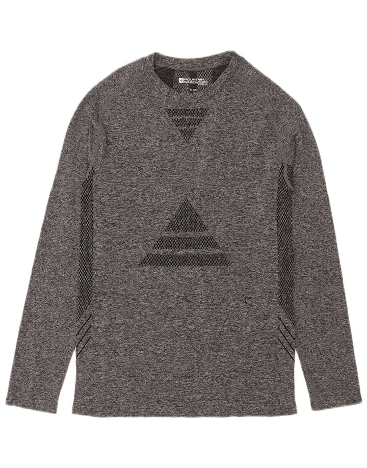 Mountain Warehouse Haut à Manches Longues Homme Gris Moyen Géométrique Polyamide