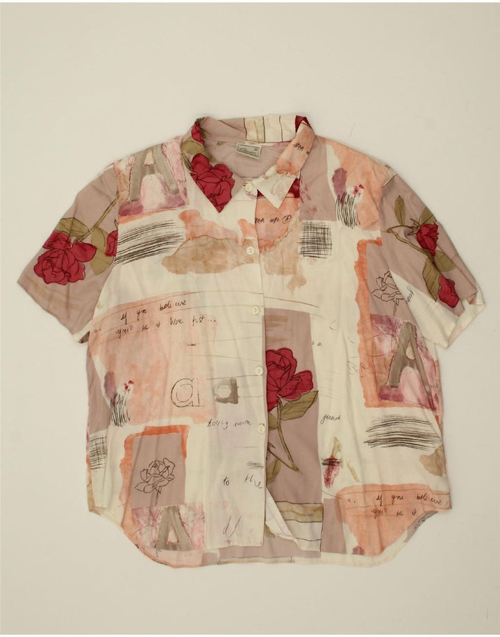 CLASSICS Womens Short Sleeve Shirt Blouse UK 18 XL Beige Patchwork Viscose Vintage Classics and Second-Hand Classics from Messina Hembry 