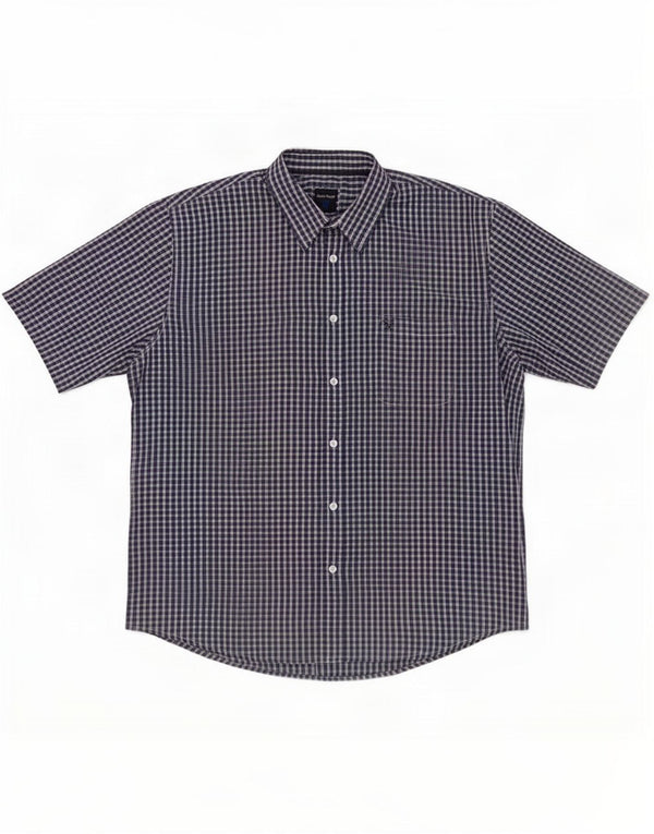 James Pringle Chemise à manches courtes pour homme XL Bleu marine à carreaux en polyester