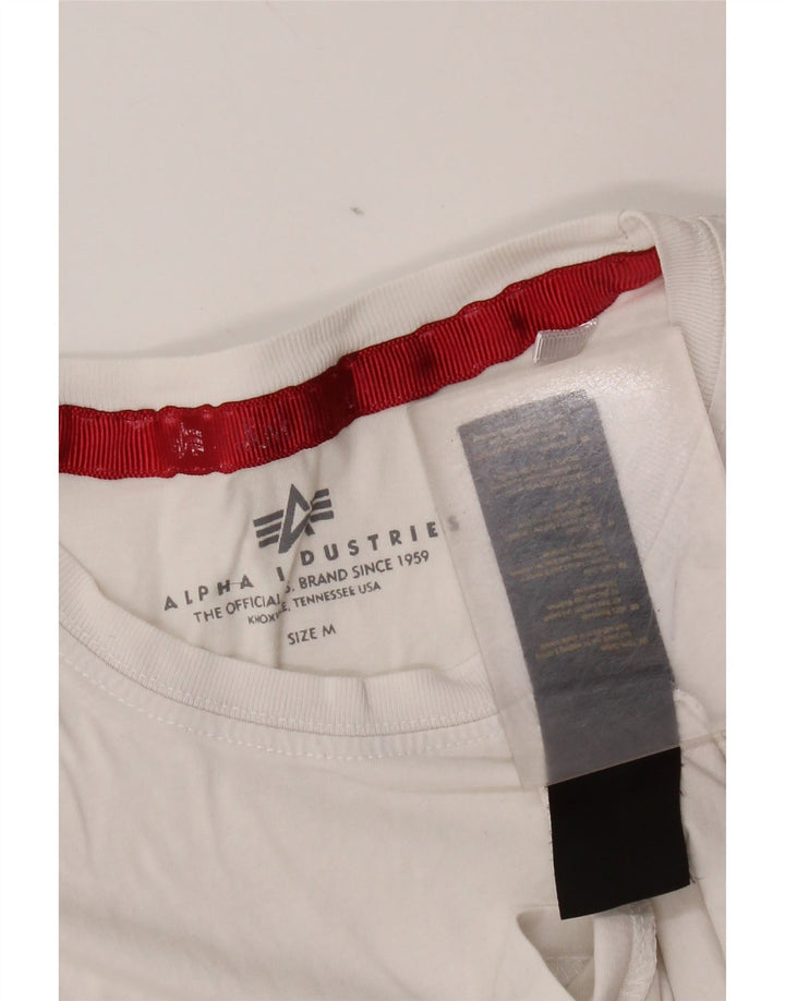 Alpha Industries T-Shirt Graphique Homme Blanc Rayé Coton Moyen